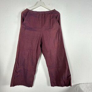 CP Shades Womens Purple Wide-Leg Crop Pants Small Pull-On Elastic Waist Pockets